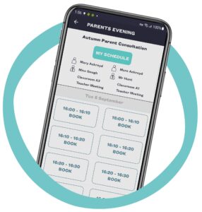 SCOPAY app parents evening booking screen