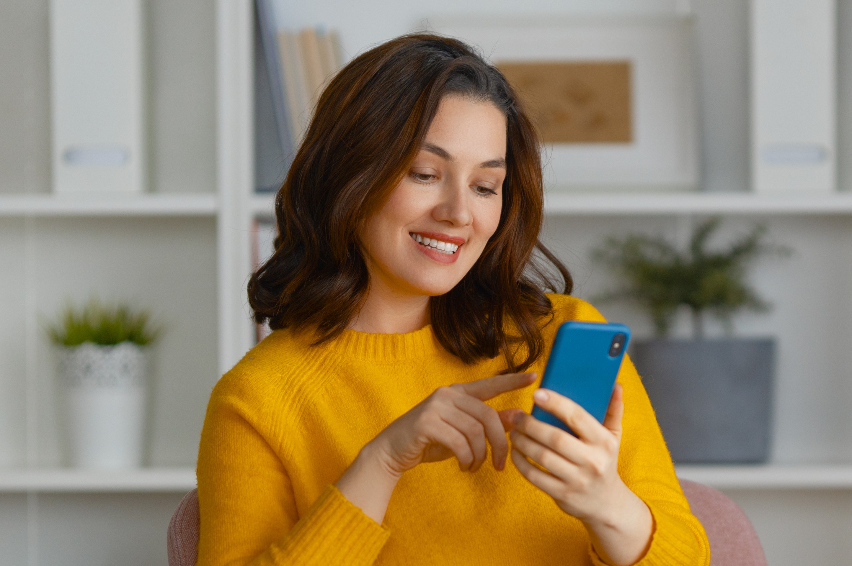 Woman reading a text message