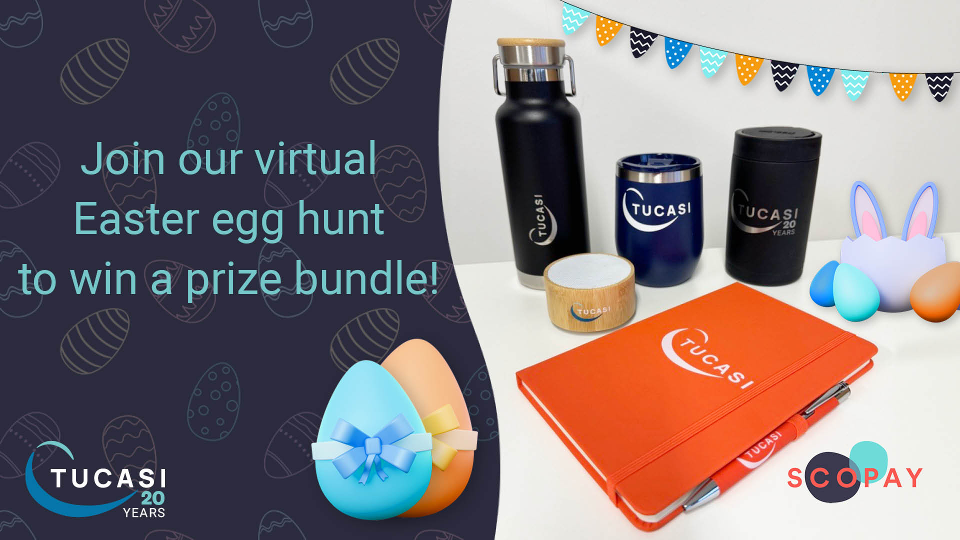 Tucasi branded prizes for virtual Easter egg hunt