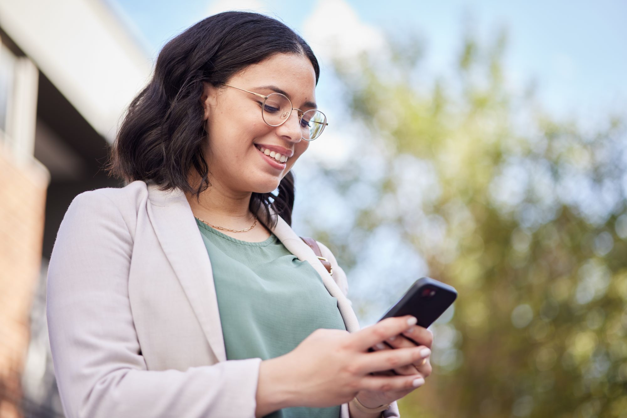 Parent reading text message