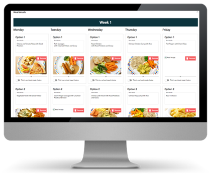 Tucasi Catering Portal menu management screen