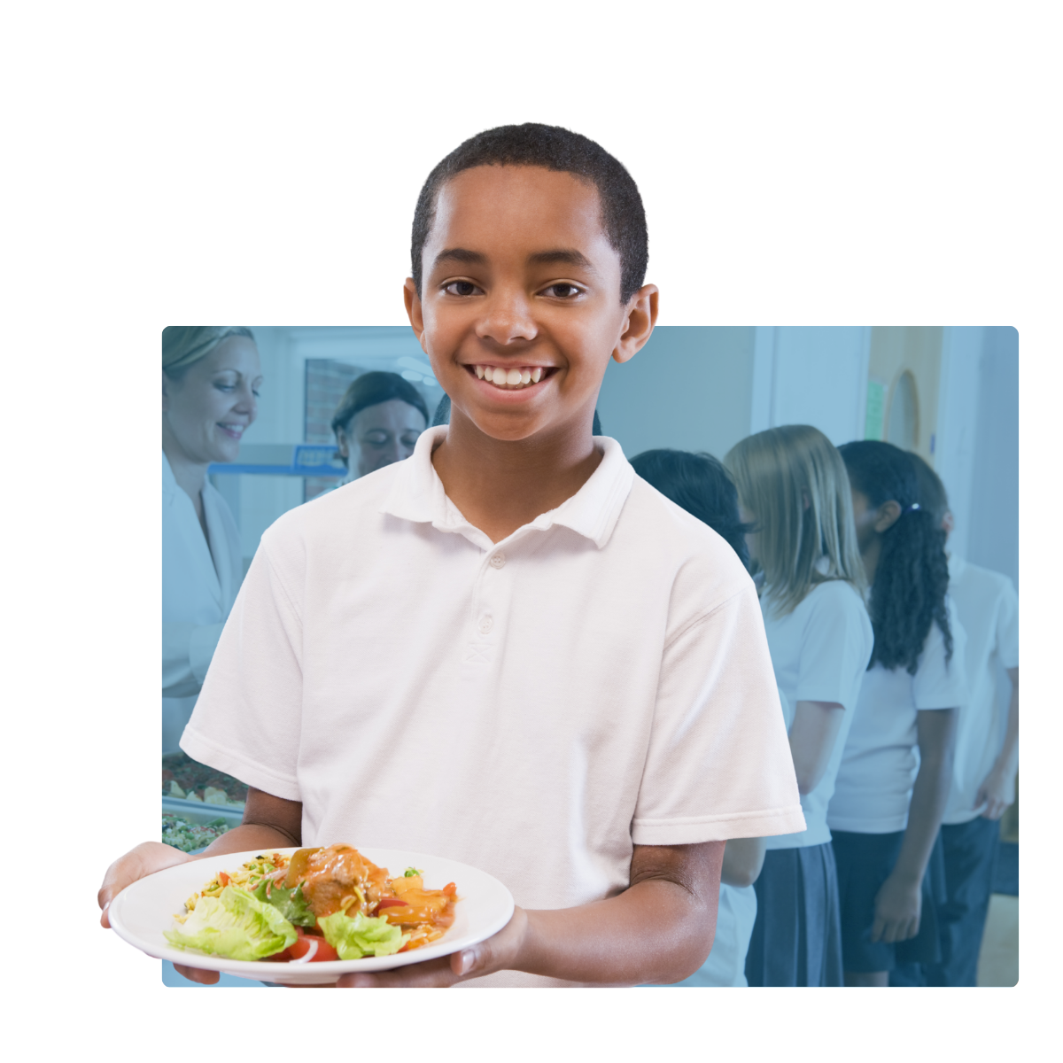School boy at lunchtime